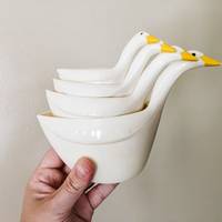 Tasses et cuillères à mesurer en céramique écologiques, motif canards et oies, style vintage et mignon, pour la pâtisserie