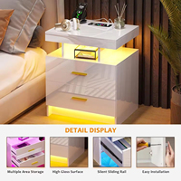 Nouvelle table de chevet moderne et simple avec deux tiroirs, chargeur, rangement, lumière, luxe, multifonctionnelle, haut de gamme, meubles pour hôtel et maison