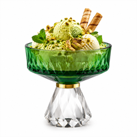 Coupe à dessert en verre coloré poli et taillé à la main, sur piédestal, décorative, pour glaces et coupes glacées, idéale pour mariages, banquets et bars