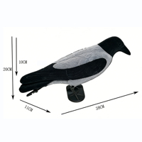 Décoy réaliste en forme de corbeau floqué, avec piquet de sol, léger, en PE, dissuasif pour oiseaux, pour extérieur, jardin, cour, 38 cm