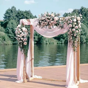 Élégants rideaux de plafond de mariage en polyester blanc Beau motif vintage Longue couverture Rideaux de plafond hauts Techniques tissées - Product Image 4