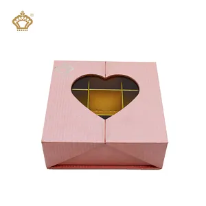 Luxury High End Custom Dry Food Fruits Nuts Grapes Chocolate Packaging Gift Paper Box With Heart Shaped PVC Window Sections