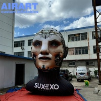 6m de haut motif d'impression Offre Spéciale accessoires de tête de Robot gonflable, décoration de scène de musique ballon de tête de Robot AI gonflable