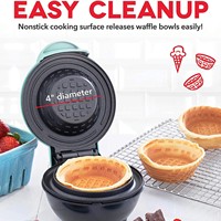 Mini gaufrier électrique double tension avec plaques antiadhésives pour bols à tacos, coupes à glace et bols à gaufres, idéal pour le petit-déjeuner à la maison