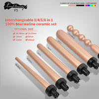 Ensemble de baguettes à friser 5 en 1 uniques avec 3 barils Waver et brosse à lisser les cheveux Ensembles de baguettes de fer à friser
