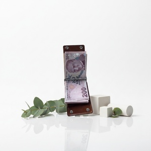 For Boshiho Anti-theft Slim <b>Rfid</b> Leather <b>Wallet</b> With Vintage Thread Pattern Front Pocket Metal Money Clip Nylon Lining - Product Image 6