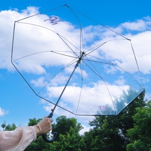 Transparent Wedding Fashion Manual Three-Fold Glass Fiber Ribs Ladies Mens Unisex Party Rain Auto Close All-Season Umbrella - Product Image 4