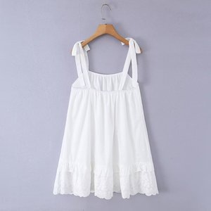 PB&ZA Vestido <span class=keywords><strong>de</strong></span> Playa Dulce <span class=keywords><strong>de</strong></span> Verano al por Mayor, Vestido <span class=keywords><strong>de</strong></span> Tirantes <span class=keywords><strong>de</strong></span> Encaje Blanco Atmosférico, Estilo Corto Sexy e Inocente - Product Image 3