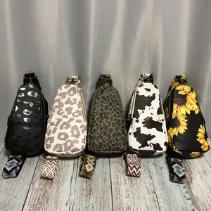 Luipaard Trendy Fashion Crossbody Riem Unisex Sling Tassen Voor Vrouwen Mannen Retro Pu Lederen Sling Bag