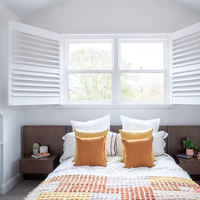 Kit de volets persiennes en PVC imitation bois résistant aux UV, prix de gros, installation horizontale extérieure DIY, volets de plantation prêts à l'emploi