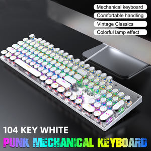 Chuyên nghiệp RGB cơ khí USB có dây chơi Game bàn phím 104 bàn phím Phím bố trí tùy chỉnh trắng <span class=keywords><strong>backlit</strong></span> bàn phím với chuyển đổi màu xanh - Product Image 2