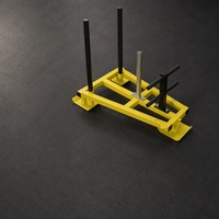 Traîneau de poussée commercial pour salle de sport, traîneau d'entraînement en acier jaune avec poteaux verticaux et barre de poignée