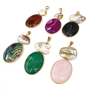 factory wholesale natural stone pendent for stone necklace making