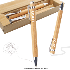 Selling Bulk Press Environmental Bamboo Ballpoint <b>Pen</b> With Printed Customized Logo for Stylo Office Stationery - Product Image 4