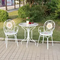 Металлические столы и стулья для балкона, мозаичные уличные стулья для отдыха, современная простая мебель для уличного двора, групповые столы и стулья