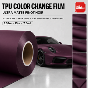 ฟิล์ม TPU Ultra Matte สีไวน์แดง ขนาด 1.52*15 เมตร 7.5 ล้านชิ้น ฟิล์ม TPU PPF แบบด้าน ป้องกันน้ำ สำหรับตกแต่งรถยนต์ - Product Image 1