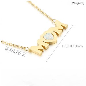 Collana con Ciondolo a Cuore in Opale e Scritta MOM in Acciaio Inossidabile, Gioiello Personalizzato per <span class=keywords><strong>la</strong></span> Festa della <span class=keywords><strong>Mamma</strong></span> - Product Image 5