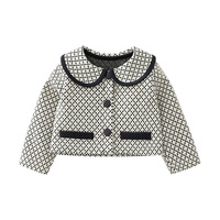 Ensemble deux pièces pour bébé fille, tenue pied-de-poule, veste à col Claudine et body bébé pour fête de mariage, barboteuse personnalisée
