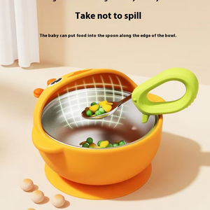 Assiette en acier inoxydable pour tout-petits Bol non caneton Grenouille Toxique Sans BPA Snack Plats Set Incassable Kids Dining - Product Image 5