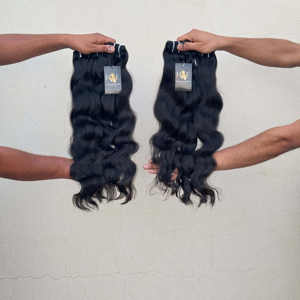 Cheveux humains du temple indien non transformés à cuticule alignée avec un donneur en gros, paquet de cheveux bruts non transformés - Product Image 1