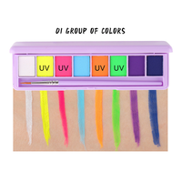 Palette de maquillage pour le visage et le corps, 8 couleurs, soluble dans l'eau, UV néon, mate, fluorescente, avec pinceau, OEM ODM