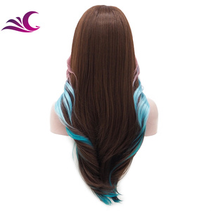 Người Nổi Tiếng Lớp Tóc Giả Màu Xanh Màu Hồng Nổi Bật Trong Cả Hai Bên Nâu Tổng Hợp Tóc Giả Futura Sợi Thay Thế Tóc Con Người Tóc Giả - Product Image 4