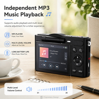 Fotocamera Digitale 4K con Schermo IPS Rotante a 2.4°, 48MP, AF, Funzioni MP3 e Giochi, Registrazione in Loop, Data e Ora, Ideale per Bambini e la Stagione Scolastica