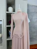 Robe longue de soirée Mexizo personnalisée avec perles, style Abaya musulmane, vêtement islamique en polyester pour femmes