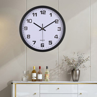 Horloge murale avec logo personnalisé Design moderne simple rond Horloge murale en plastique bon marché Promotion Décoration de la maison Cadeau