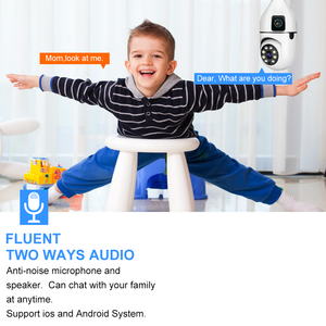 Gran oferta, cámara <span class=keywords><strong>CCTV</strong></span> de doble lente para interiores, Bombilla de 360 grados, WiFi, CMOS, Audio bidireccional, visión nocturna, Memoria PTZ/tarjeta SD - Product Image 3