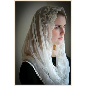 Velos <span class=keywords><strong>de</strong></span> mujer Católica Musulmana encaje Evintage chal bordado tradicional Vintage inspirado infinito <span class=keywords><strong>Mantilla</strong></span> capilla velo - Product Image 3