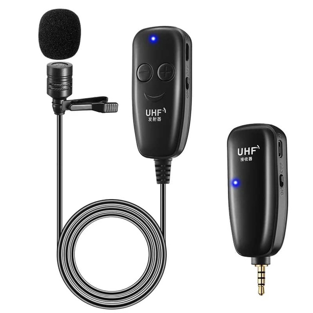 U12G UHF Lavalier Lapel Wireless Microphone Recording Vlog Youtube Live Interview for Iphone Ipad Android DSLR Microphone