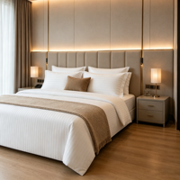 Ensemble de literie d'hôtel de luxe 100% coton blanc pur, tissage satiné 60s 80s, pour les hôtels 5 étoiles Hilton & Marriott Standard