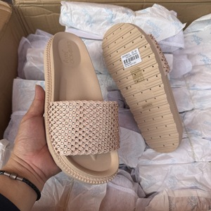 Nouvelles pantoufles plateforme en strass tendance pour femmes, pantoufles épaisses noires et nudes pour l'extérieur, sandales - Product Image 3