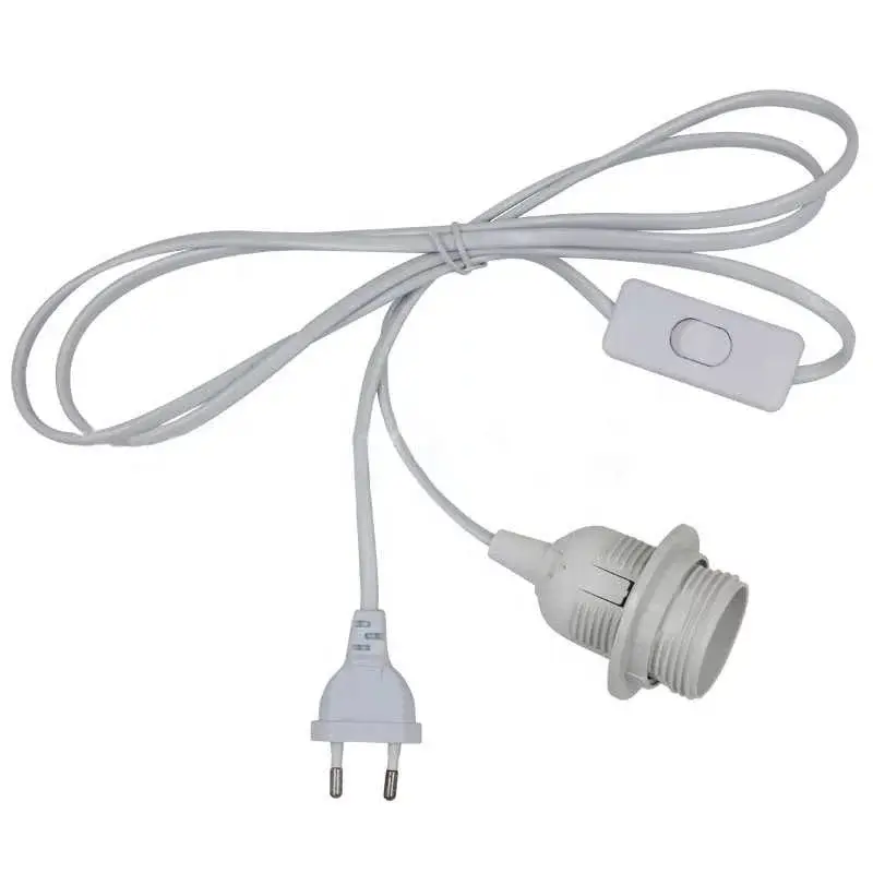 Anneau unique US EU Plug modèle blanc interrupteur fil lumière commutation bouton d'alimentation interrupteur ligne câble LED lampe cordon d'alimentation vis Base