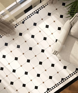 Piastrella in Porcellana Rustica con Motivo Floreale 400x400mm, Finitura Opaca, Antiscivolo per Pavimenti Interni di Camere da Letto e Soggiorni - Product Image 2