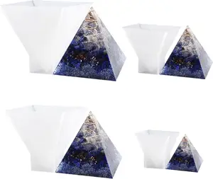 פירמידת סיליקון תבניות 4 חבילה פירמידת עובש סט עבור שרף נר אמנות קרפט סיליקון שרף תבניות