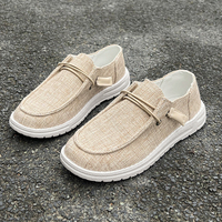 Mocassins en toile pour femmes, à enfiler, avec lacets élastiques, semelle plate, confort décontracté, talon convertible, 2 couleurs