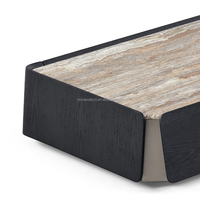 Luxe Moderne Bloc Carré Rectangle Salon Centre Thé Noir Table Basse Marbre Maison Table Basse