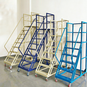 헤비 듀티 롤링 플랫폼 사다리 이동식 창고 계단 사다리 바퀴 포함 산업 안전 플랫폼 350kg 용량 - Product Image 5