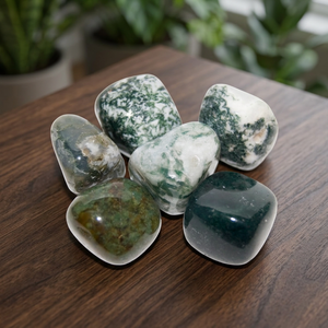 Pierre roulée d'agate mousse naturelle, pierre précieuse verte polie, cristal de guérison, méditation, cadeau spirituel, collection en gros - Product Image 2