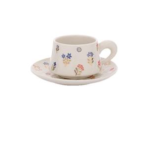 Tazza da <span class=keywords><strong>caffè</strong></span> floreale scintillante ad alto valore di lusso in ceramica pesante per uso domestico goffrato piccolo fiore Latte Art tazza presenta - Product Image 5