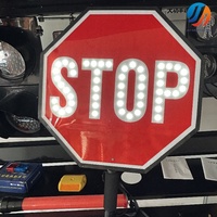 Panneau Stop LED Réfléchissant, Panneau de Contrôle de la Circulation, Panneau de Sécurité Routière, Panneau Stop Portable Étanche