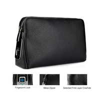 Portefeuille pour hommes en cuir véritable de haute qualité, avec serrure à empreintes digitales, livraison directe