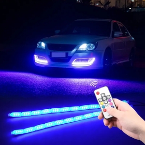2 Piezas de Luces LED RGB para Automóvil, Luces de Circulación Diurna, Impermeables, Coloridas, con Luz Amarilla Fluida, Luz Decorativa para Faros Delanteros, Luz de Señal de Giro, 12 V - Product Image 1