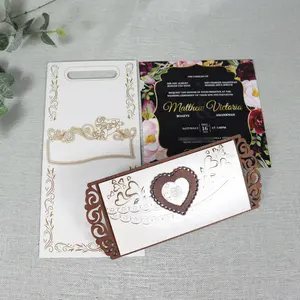 Wholesale Custom Printed Paper Main Invitations Vintage African Design Stock Wooden Invitation Card With Handbag