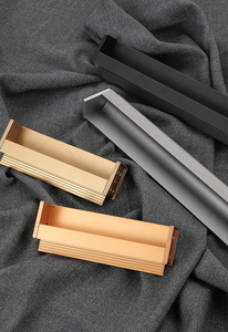 Slotted Concealed Pull Handle for Cabinet Kitchen <b>Doors</b>-Built-in Invisible Installation Aluminum Alloy Modern Design Hotel Use - Product Image 3