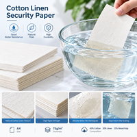 Papier de sécurité anti-contrefaçon imperméable en coton et lin pour certificats et diplômes, format A4, 65% coton, 20% lin, 15%