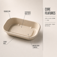 Barquette et récipient alimentaire jetables et compostables en bagasse de canne à sucre de haute qualité, capacité de 30 oz, pour l'emballage des repas en restaurant