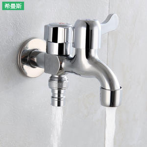 Grifo de lavabo moderno XimanSi de doble salida para montaje en pared, con válvula de latón de un solo manípulo - Product Image 1